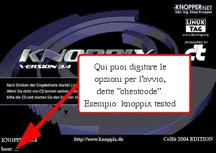 Knoppix-Anfangs-Bootbildschirm